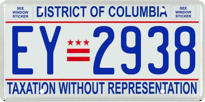DC license plate EY2938