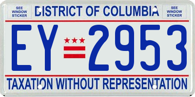 DC license plate EY2953