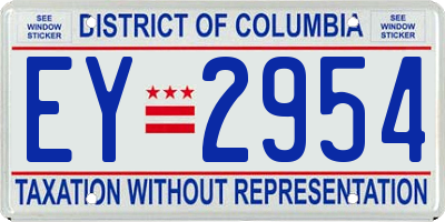 DC license plate EY2954