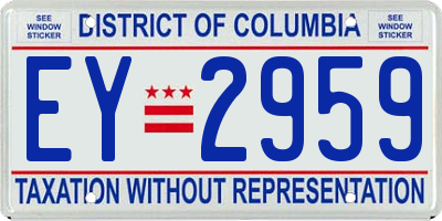 DC license plate EY2959