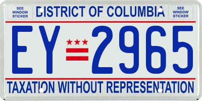 DC license plate EY2965
