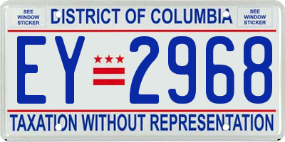DC license plate EY2968