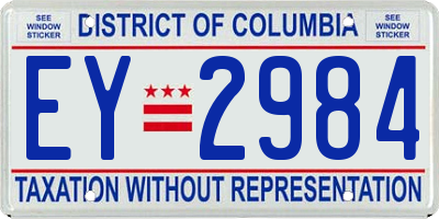 DC license plate EY2984