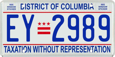 DC license plate EY2989