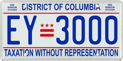 DC license plate EY3000