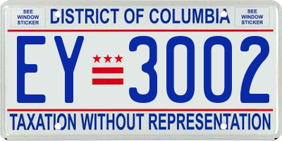 DC license plate EY3002