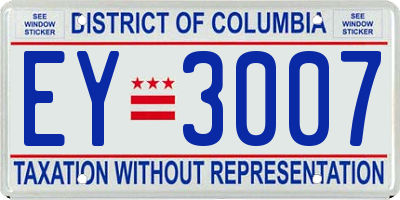 DC license plate EY3007