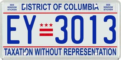 DC license plate EY3013