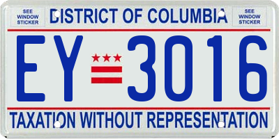 DC license plate EY3016