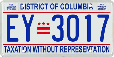 DC license plate EY3017