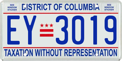 DC license plate EY3019