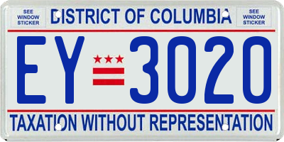 DC license plate EY3020