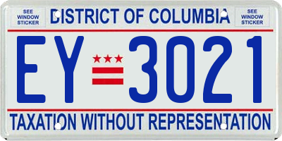 DC license plate EY3021
