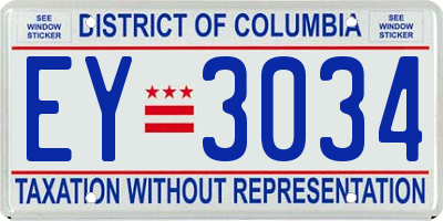 DC license plate EY3034