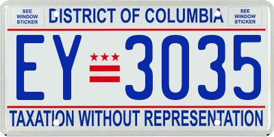 DC license plate EY3035