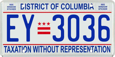 DC license plate EY3036