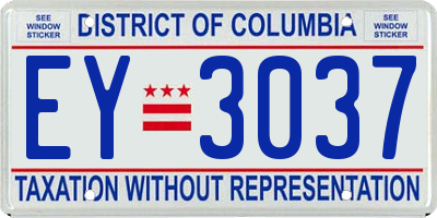 DC license plate EY3037