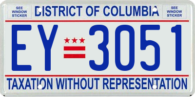 DC license plate EY3051