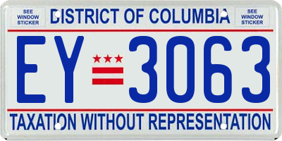 DC license plate EY3063