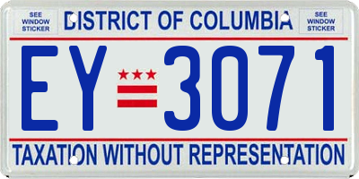 DC license plate EY3071