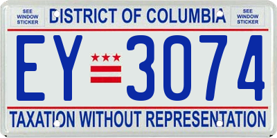 DC license plate EY3074