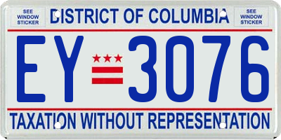 DC license plate EY3076