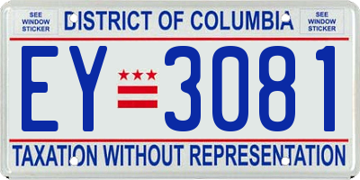 DC license plate EY3081