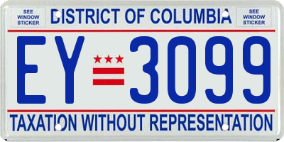 DC license plate EY3099