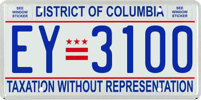 DC license plate EY3100