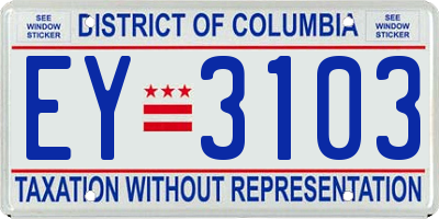 DC license plate EY3103