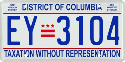 DC license plate EY3104