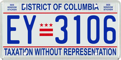 DC license plate EY3106