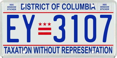 DC license plate EY3107