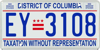 DC license plate EY3108