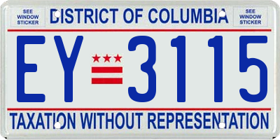 DC license plate EY3115