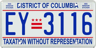 DC license plate EY3116