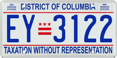 DC license plate EY3122