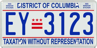 DC license plate EY3123