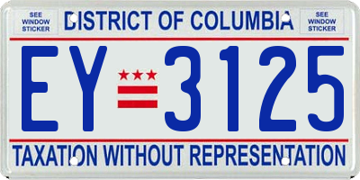 DC license plate EY3125