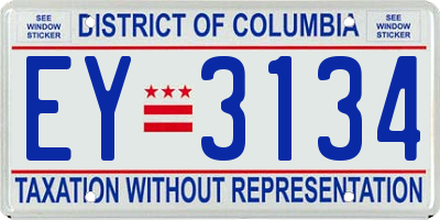 DC license plate EY3134