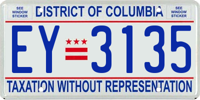 DC license plate EY3135