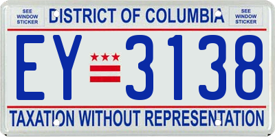 DC license plate EY3138