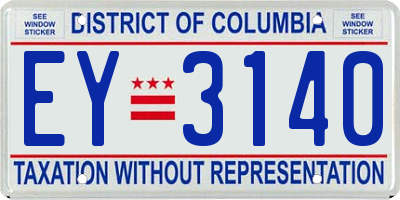 DC license plate EY3140