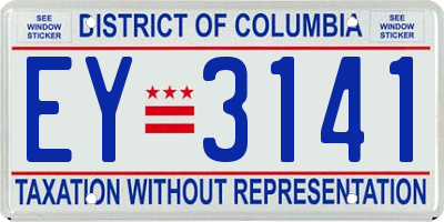 DC license plate EY3141