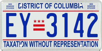 DC license plate EY3142