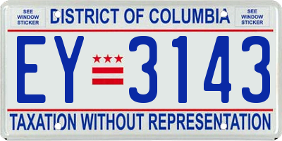 DC license plate EY3143