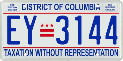 DC license plate EY3144