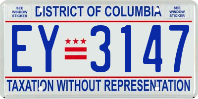 DC license plate EY3147