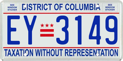 DC license plate EY3149