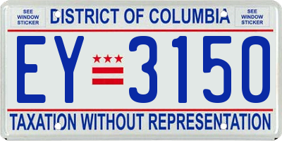 DC license plate EY3150